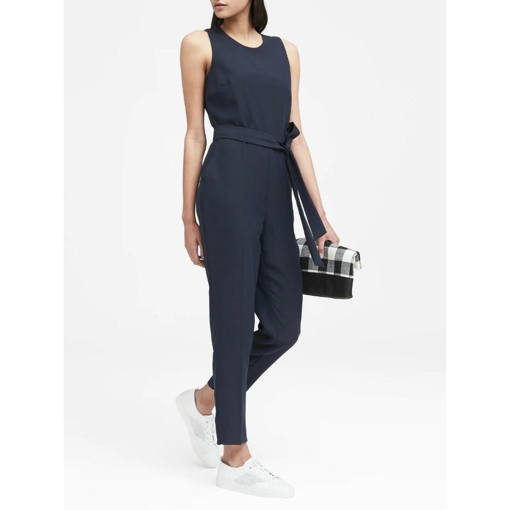 Banana Republic Sleeveless Tapered Leg Jumpsuit Navy